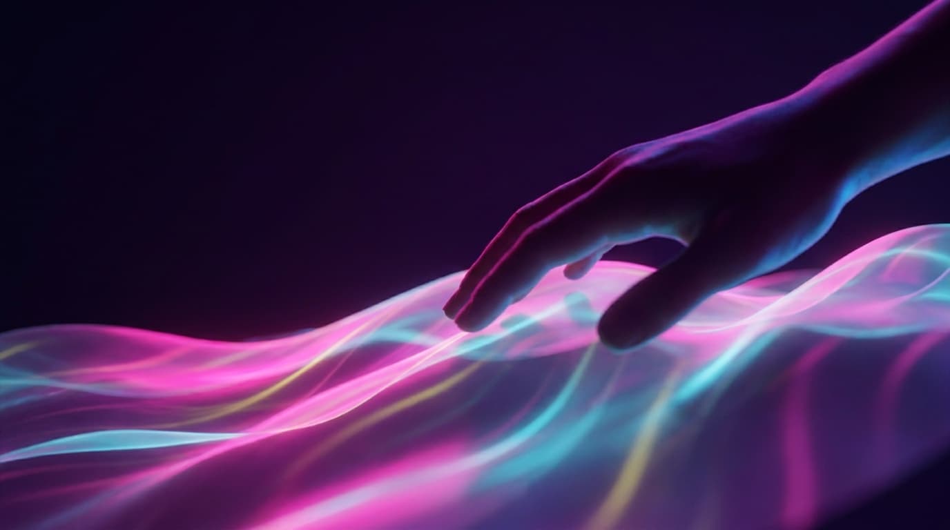 Pulse music hero: an atmospheric saturated image suggesting music, lit in pink and cyan rim light.